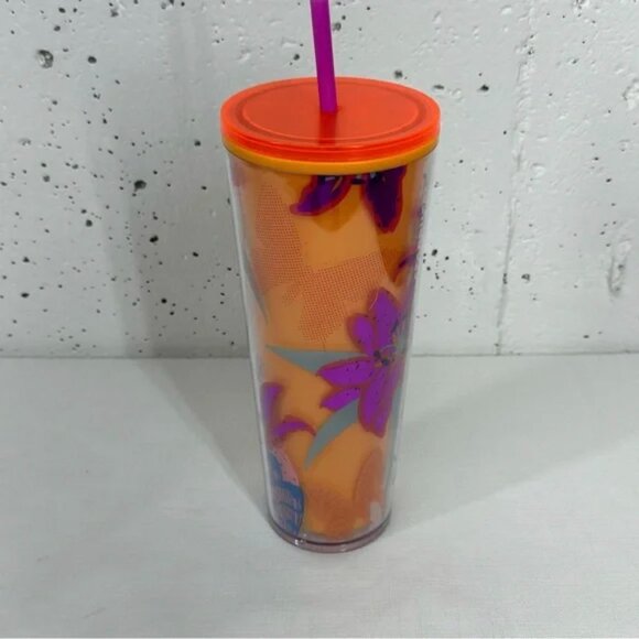 Starbucks Pink and Orange Spring Floral Hop 24oz Tumbler - Picture 2 of 7